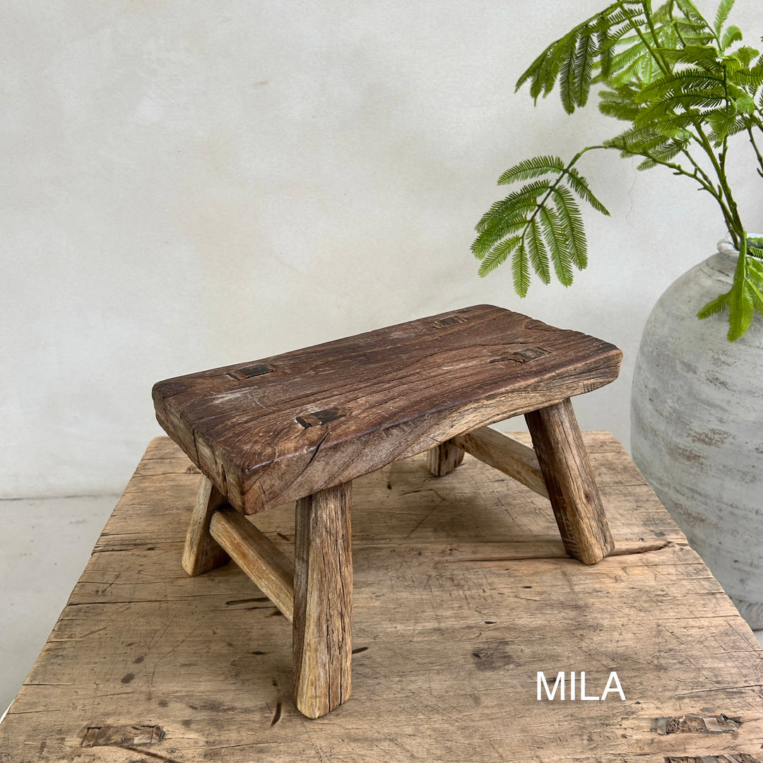 Antique rustic wood footstool (Select from photo)