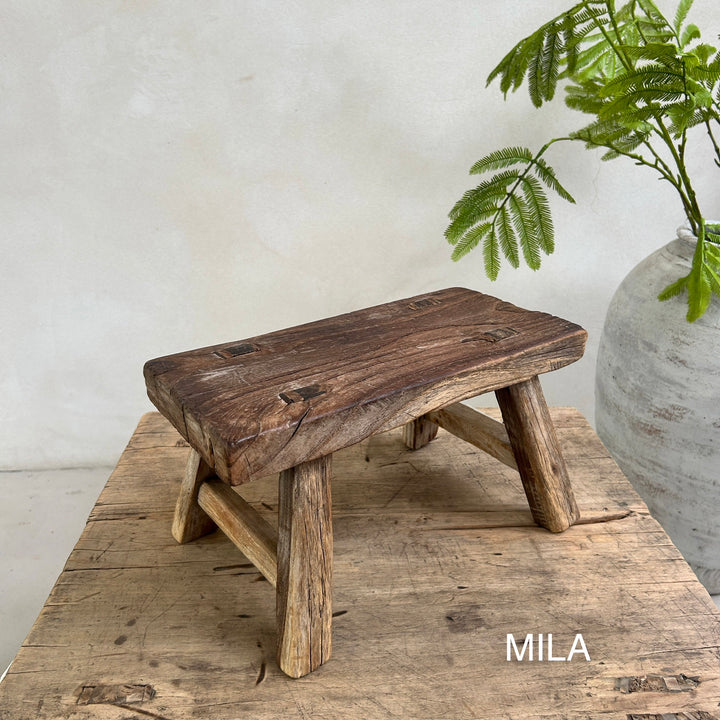 Antique rustic wood footstool (Select from photo)