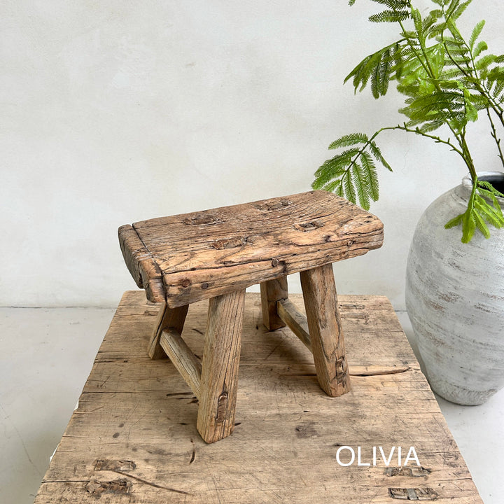 Antique rustic wood footstool (Select from photo)