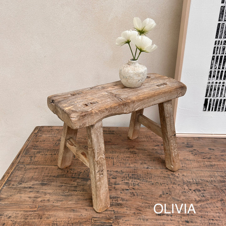 Antique rustic wood footstool (Select from photo)