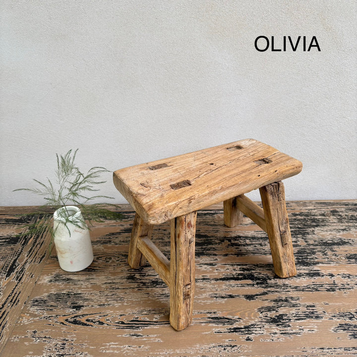 Antique rustic wood footstool (Select from photo)