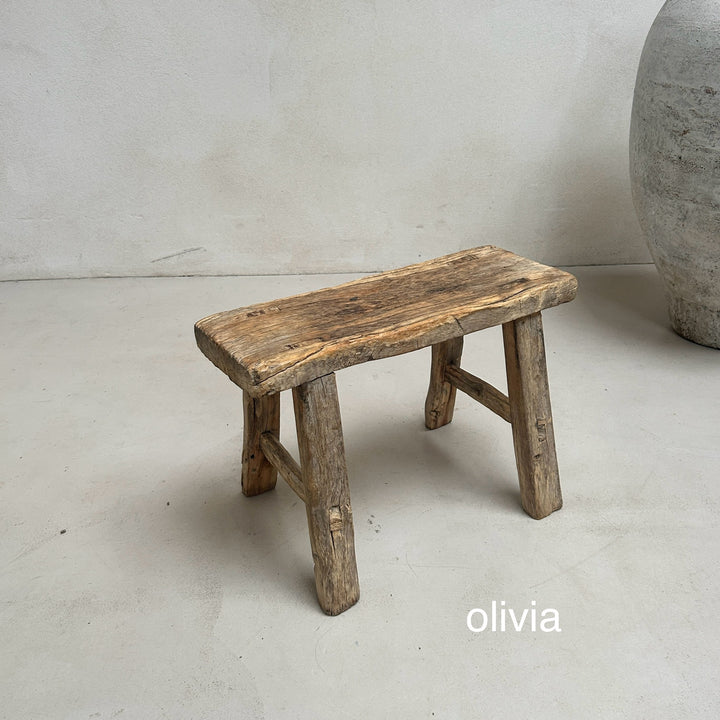 Antique rustic wood footstool (Select from photo)