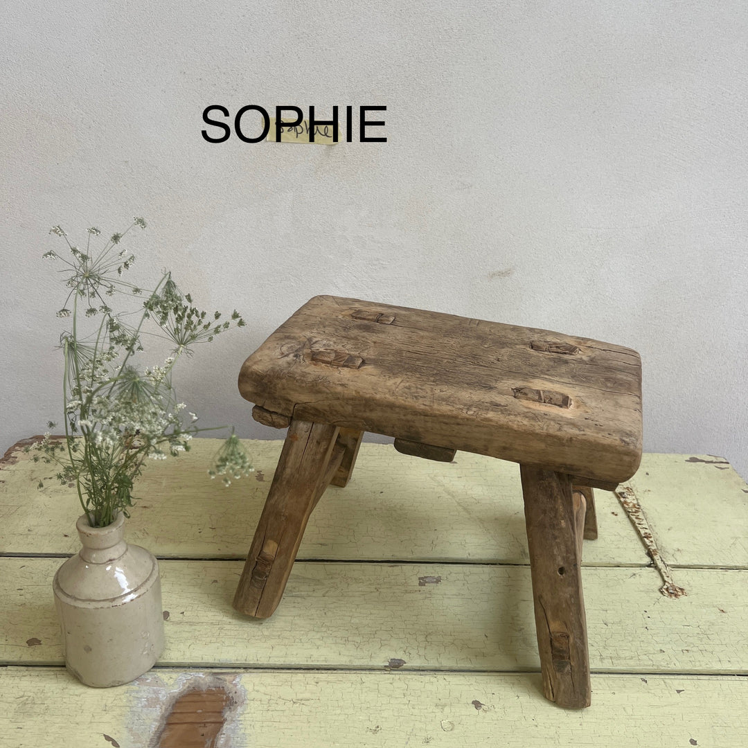 Antique rustic wood footstool (Select from photo)