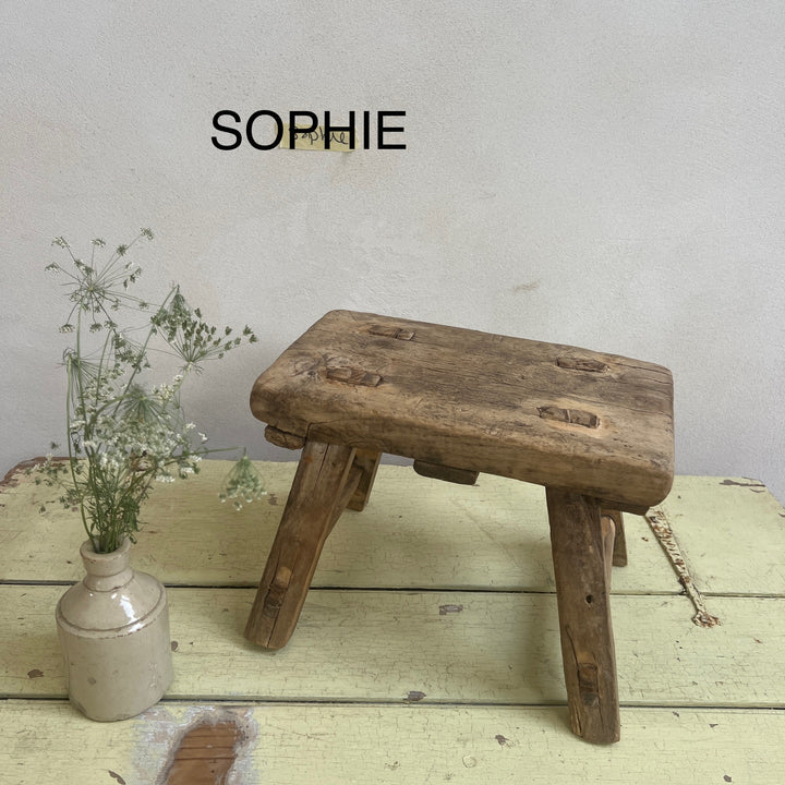 Antique rustic wood footstool (Select from photo)