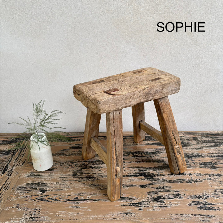 Antique rustic wood footstool (Select from photo)