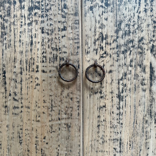 Antique wood sideboard | Bath hardware detail