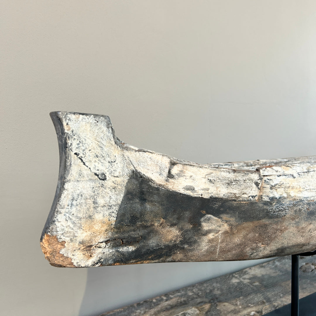 Antique wooden boat on stand | Krishna