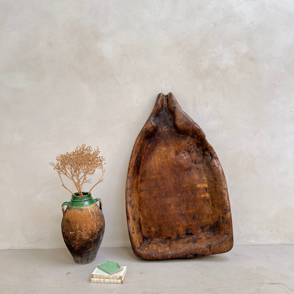 Antique wooden olive press collection bowl