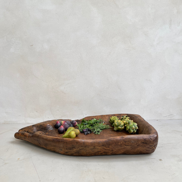 Antique wooden olive press collection bowl
