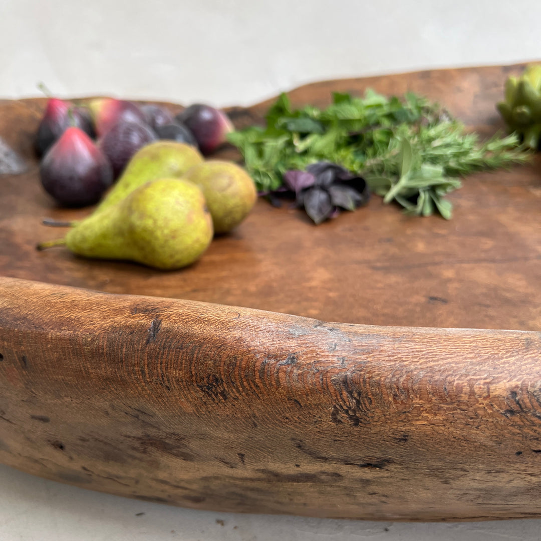 Antique wooden olive press collection bowl