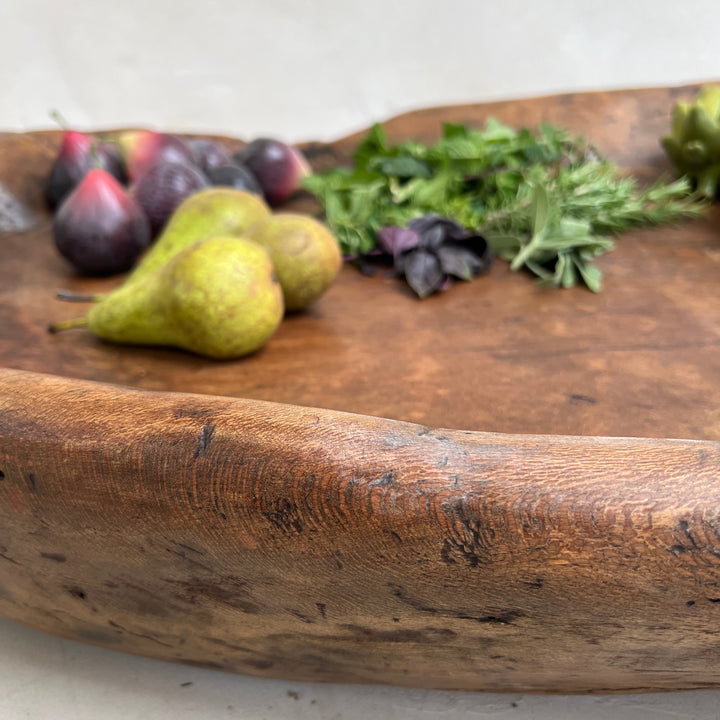 Antique wooden olive press collection bowl