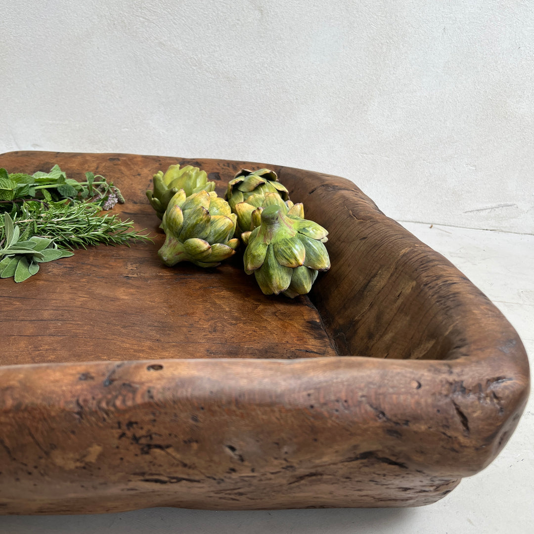 Antique wooden olive press collection bowl