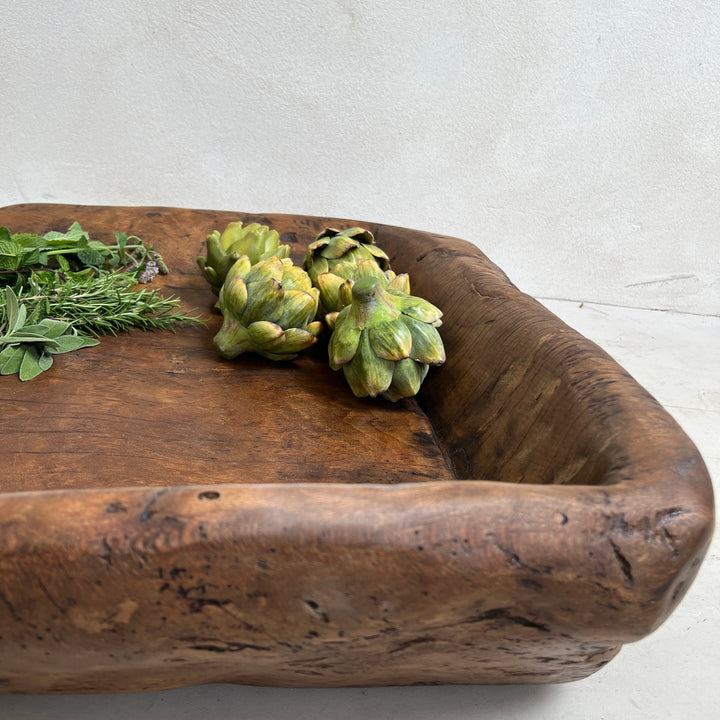 Antique wooden olive press collection bowl