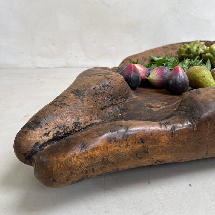 Antique wooden olive press collection bowl