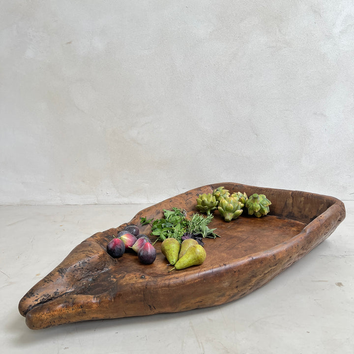 Antique wooden olive press collection bowl