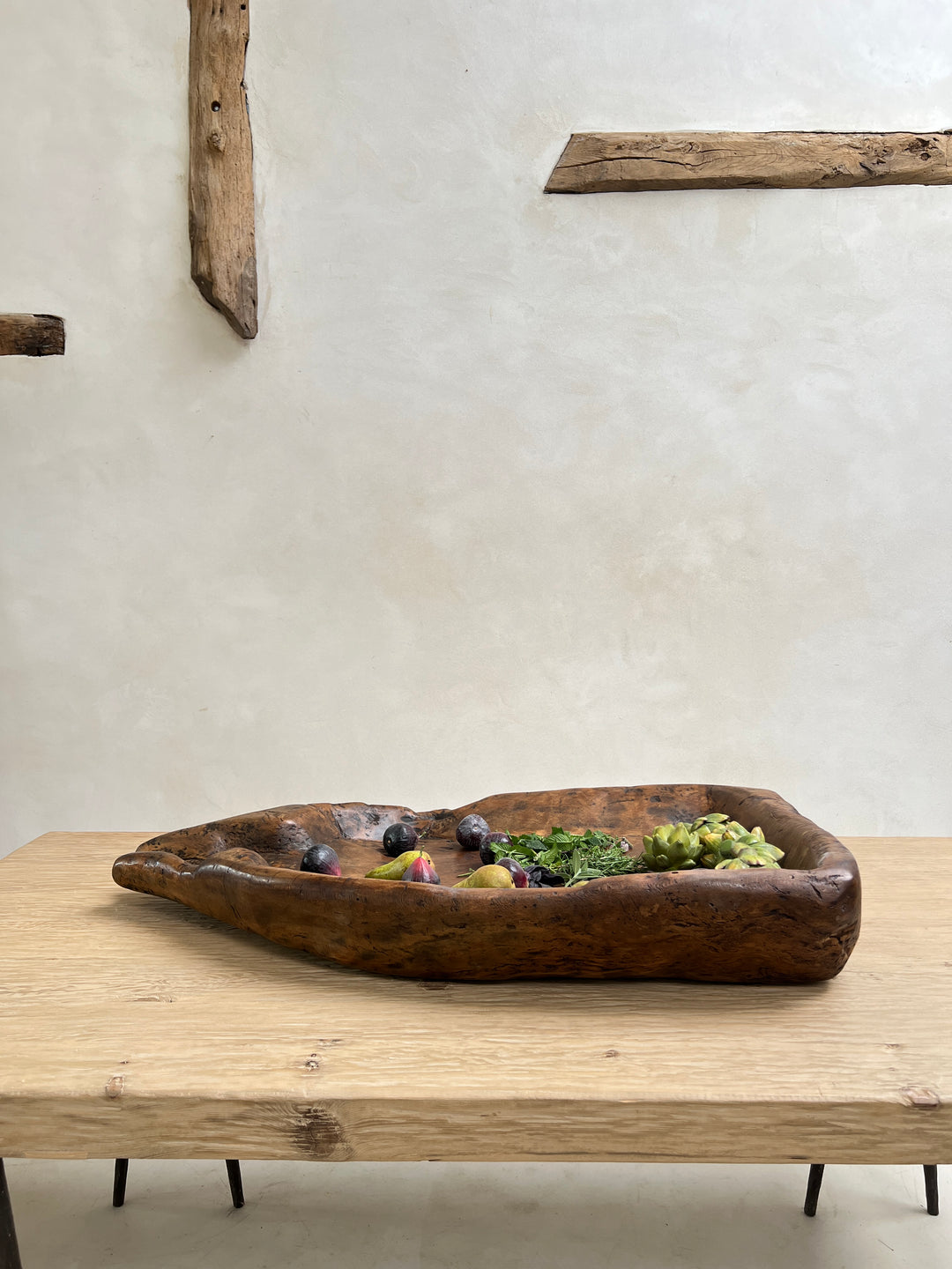 Antique wooden olive press collection bowl
