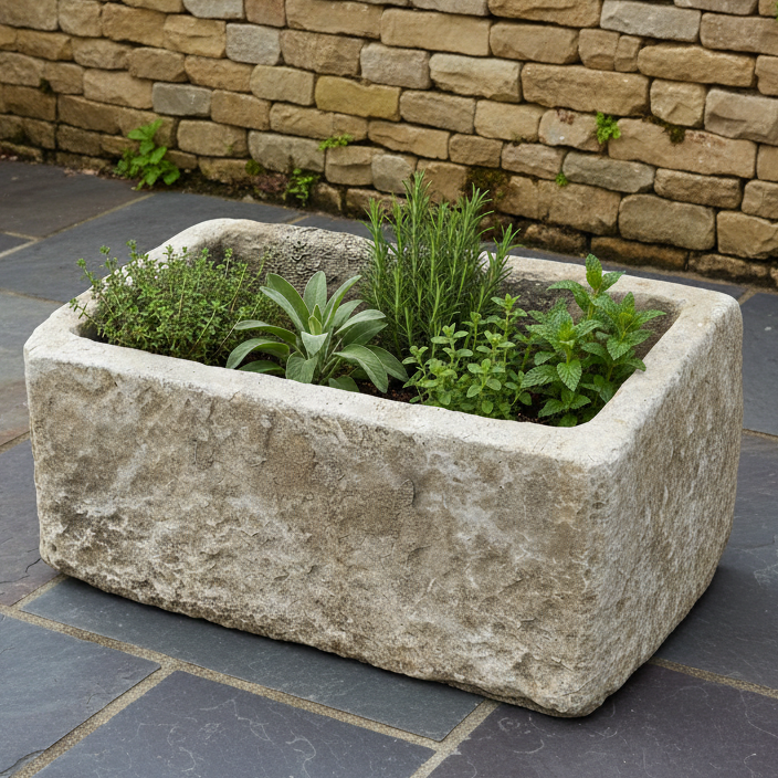 Antique Hand Carved Stone Trough | B