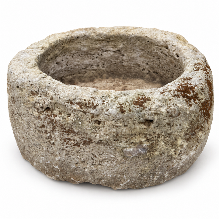 Antique Hand Carved Round Stone Trough | C