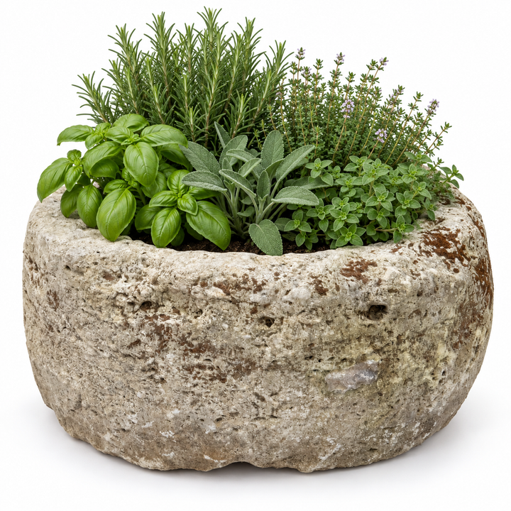 Antique Hand Carved Round Stone Trough | C