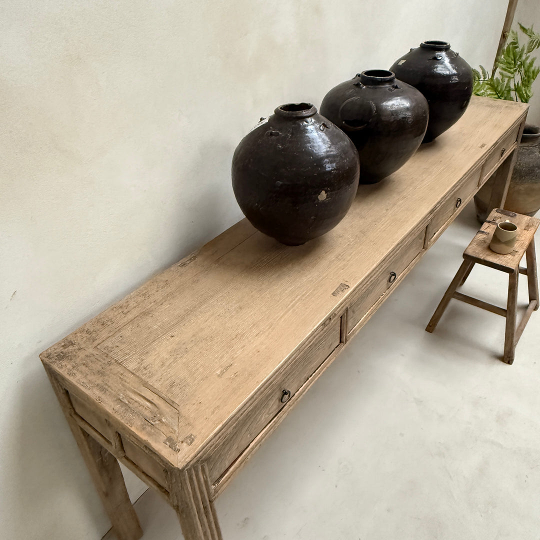 Long Slim Antique Console Table | Brown