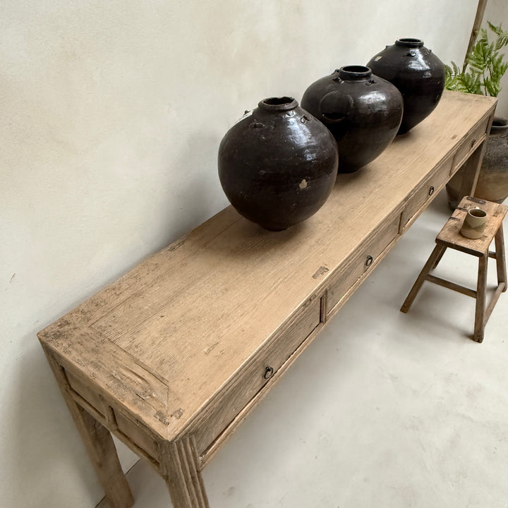 Long Slim Antique Console Table | Brown