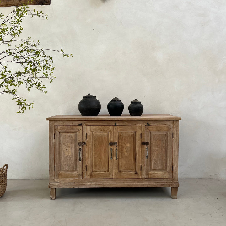 Small Rustic Vintage Sideboard with Metal Panels | Avani