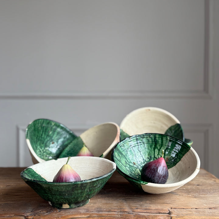 Moroccan Bowl Green Glazed | Natural Unglazed
