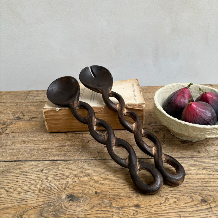 Dark Wood Salad Servers