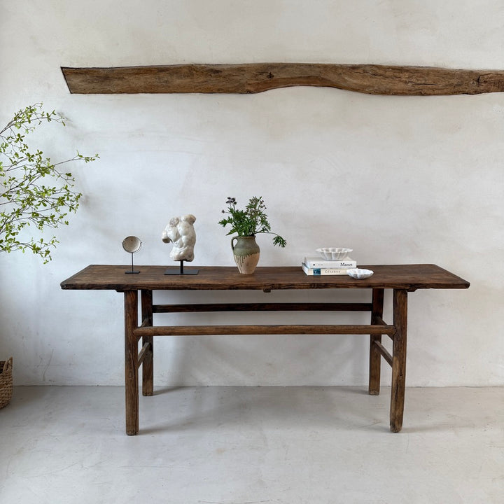 Extra Large Antique Elm Console Table Dark Wood | Cliveden