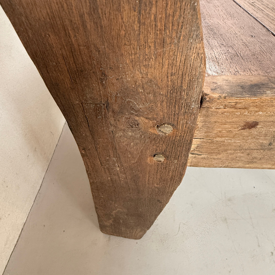 Large antique hand carved wooden bench