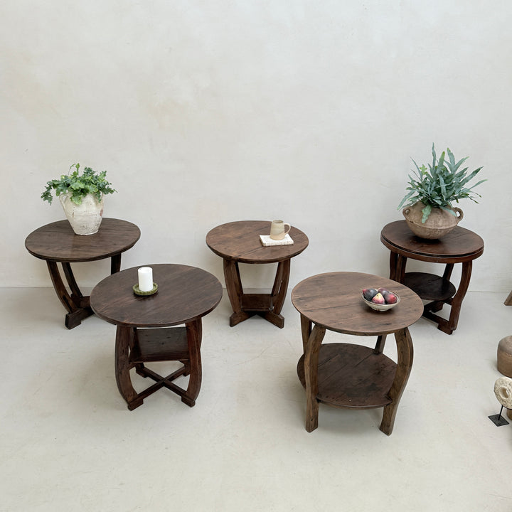 Antique Art Deco Round Side Tables