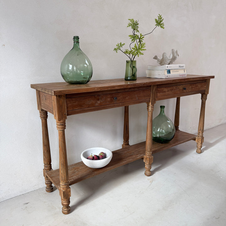 Reclaimed Dark Wood Console Table With Drawers | George