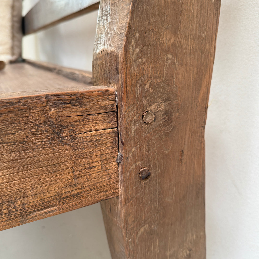 Large antique hand carved wooden bench