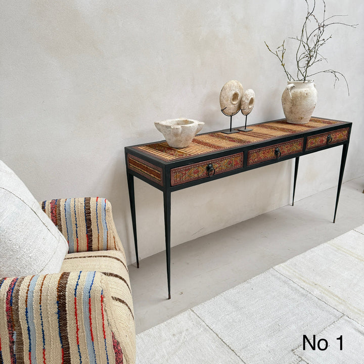 Handcrafted Nomadic Patterned Metal Console | Medium