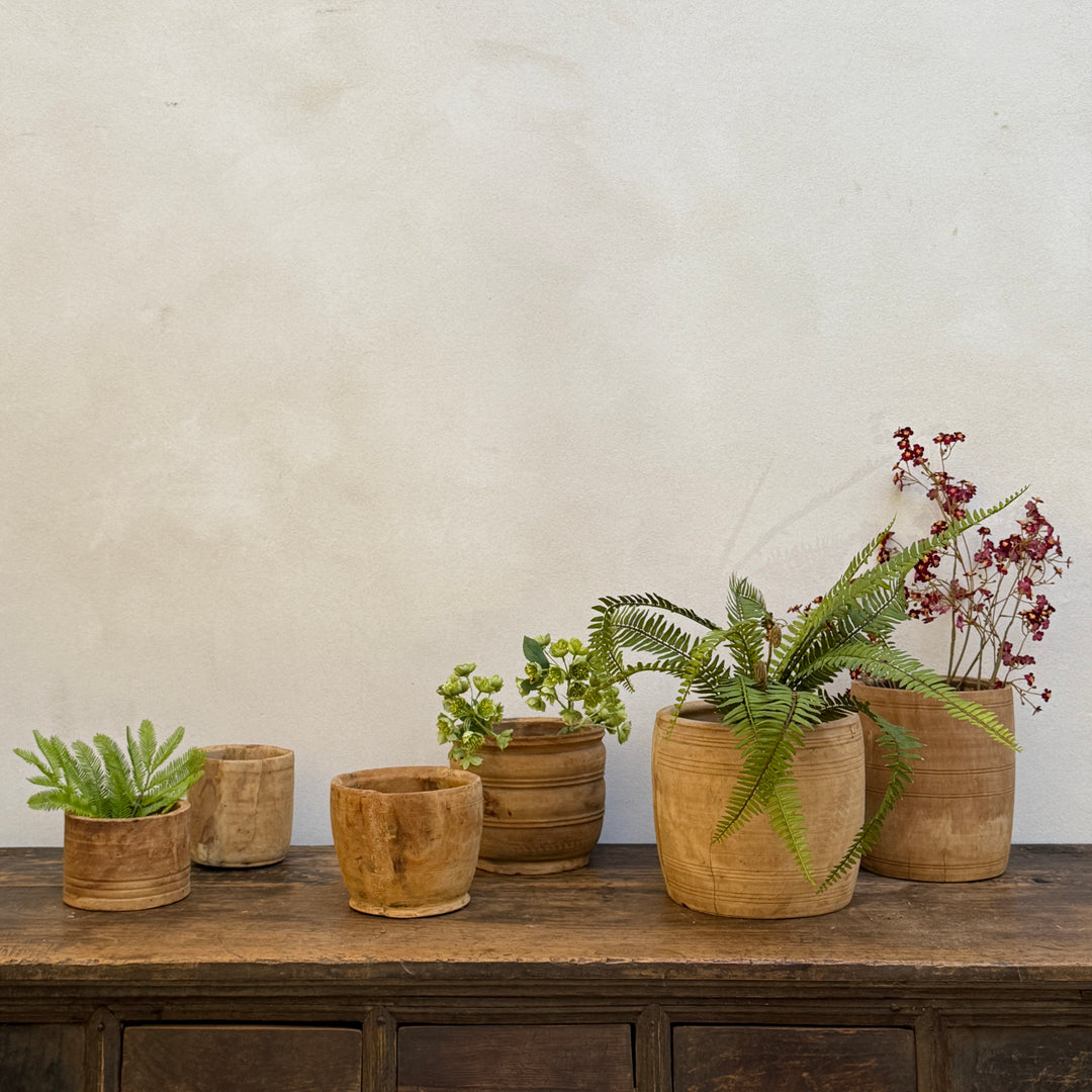 Sunbleached Wooden Nepali Plant Pots