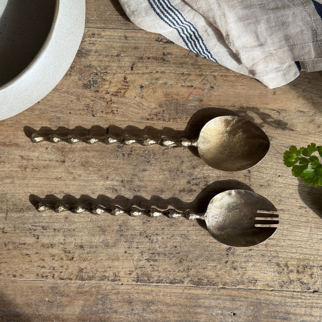 Antique Brass Serving Spoon Set