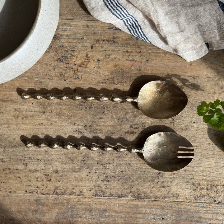 Antique Brass Serving Spoon Set