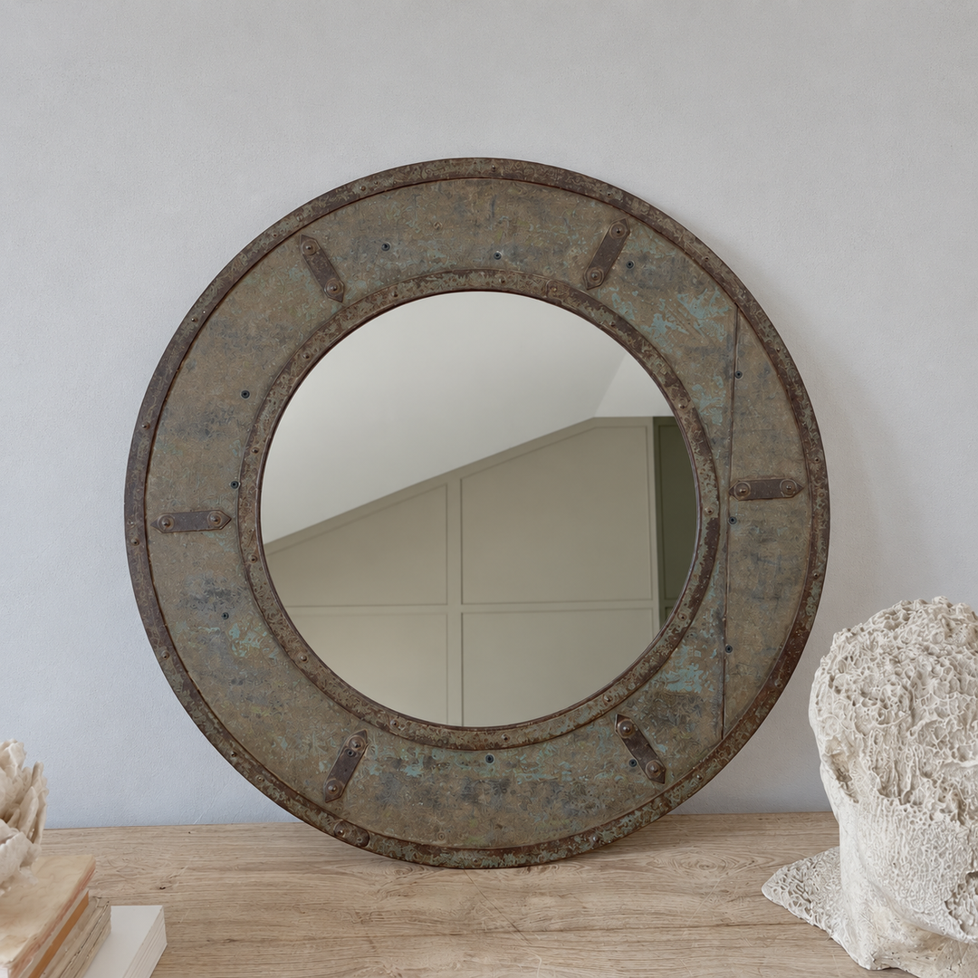 Vintage Nautical Metal Round Mirror | Alba