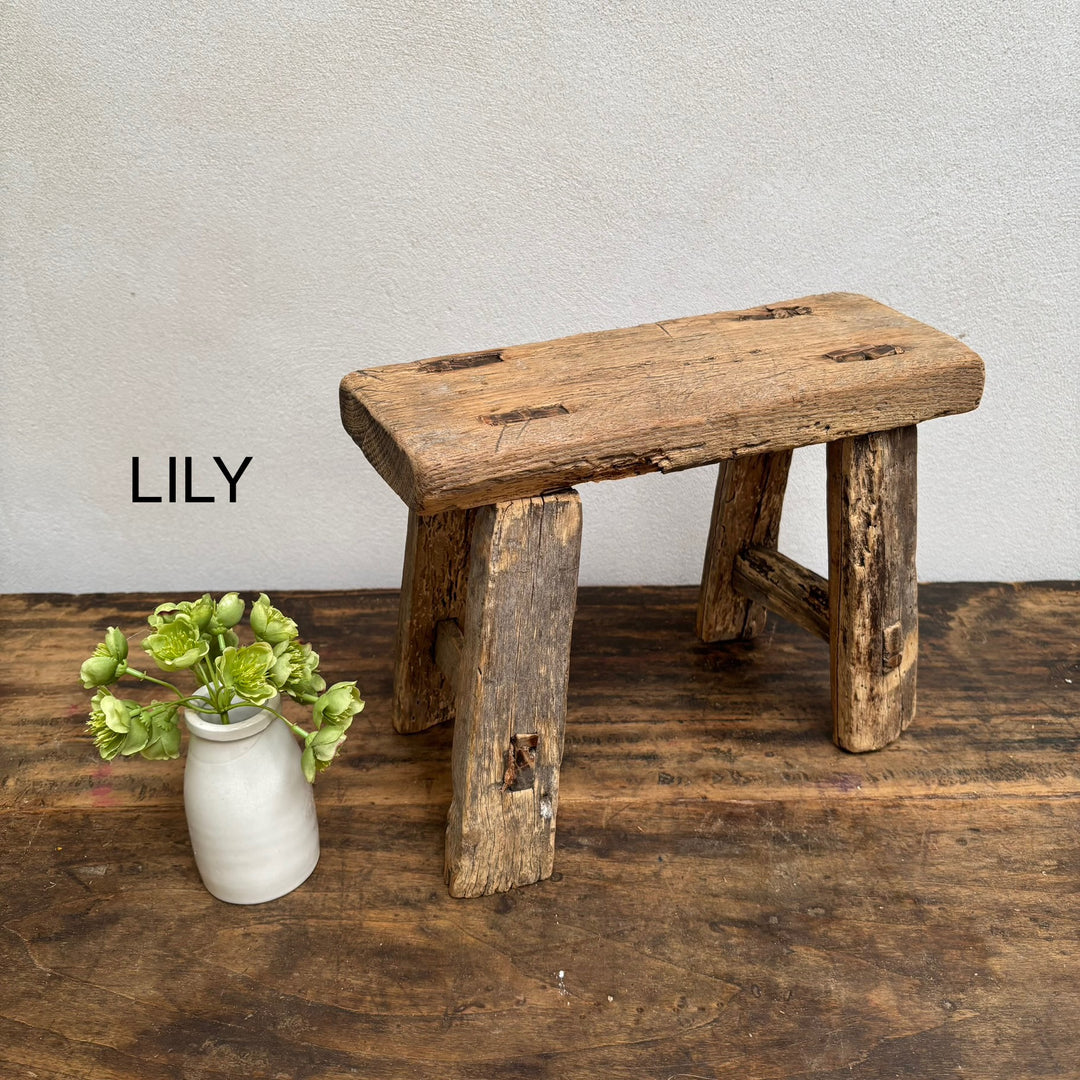 Antique rustic wood footstool (Select from photo)