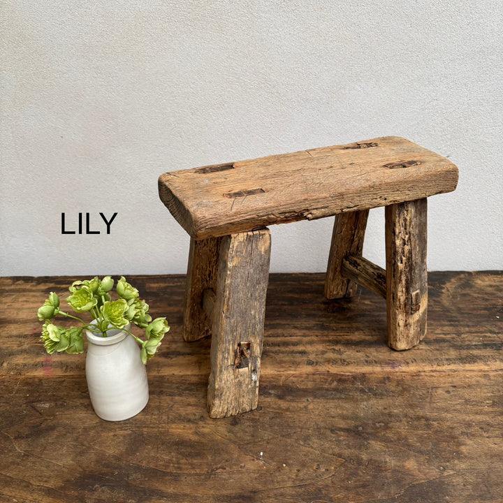 Antique rustic wood footstool (Select from photo)