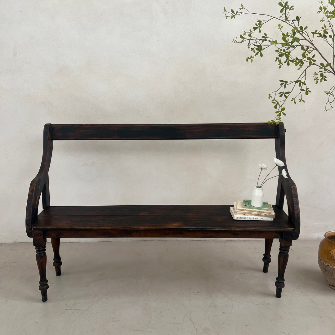 Vintage Dark Pine Church Bench | Ophelia