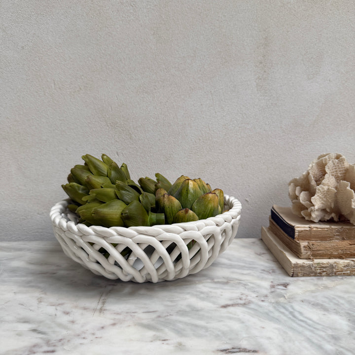 Porcelain white basket bowl | Ruth
