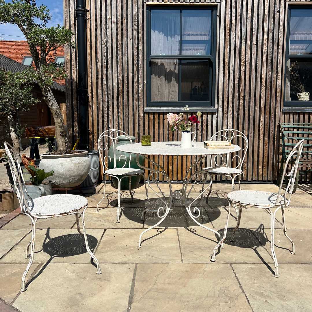 Vintage French Provincial Style White Iron Bistro Set | Stephanie