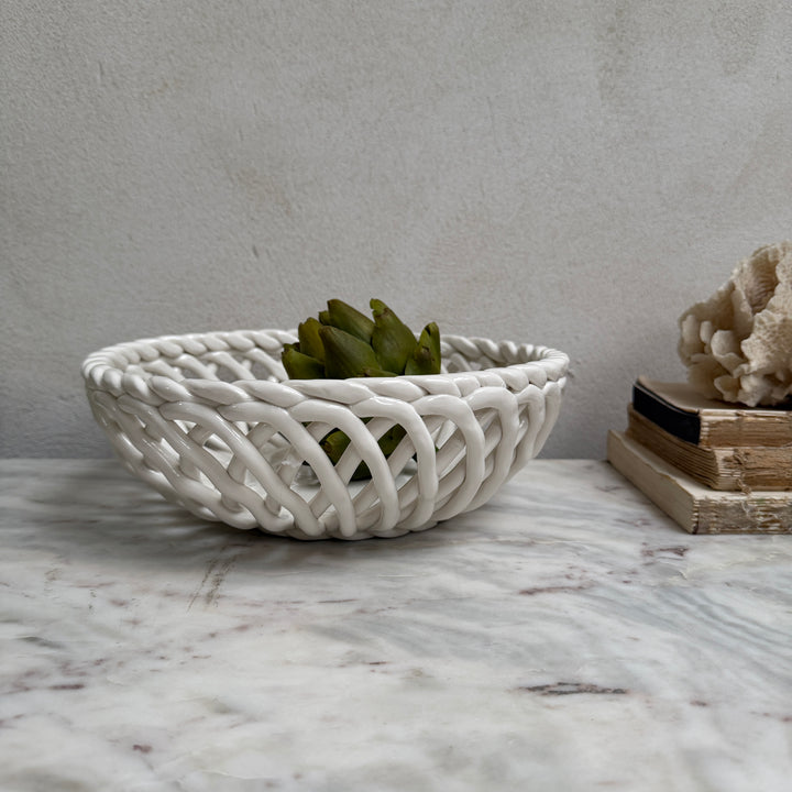 Porcelain white basket bowl | Ruth