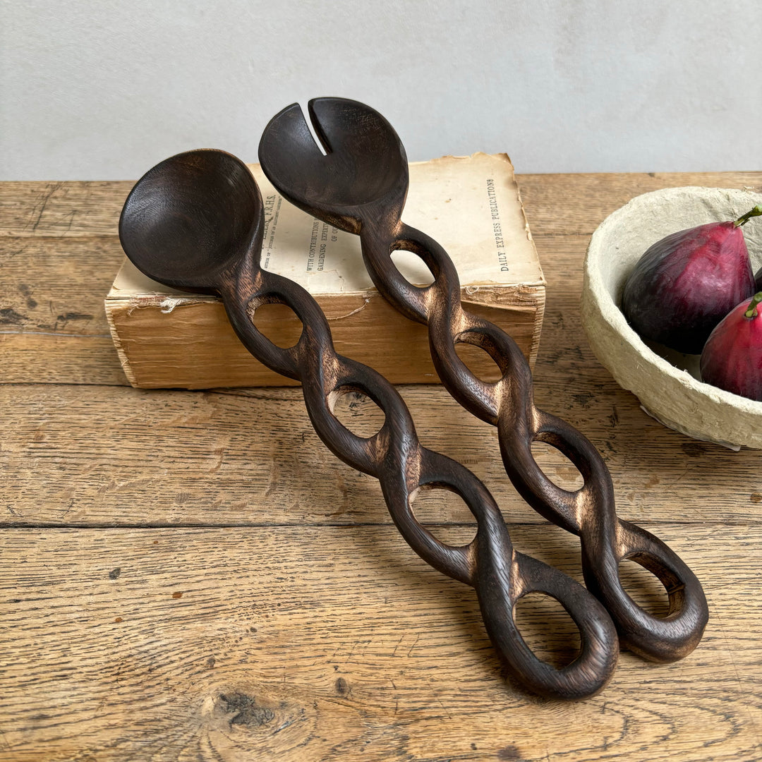 Dark Wood Salad Servers