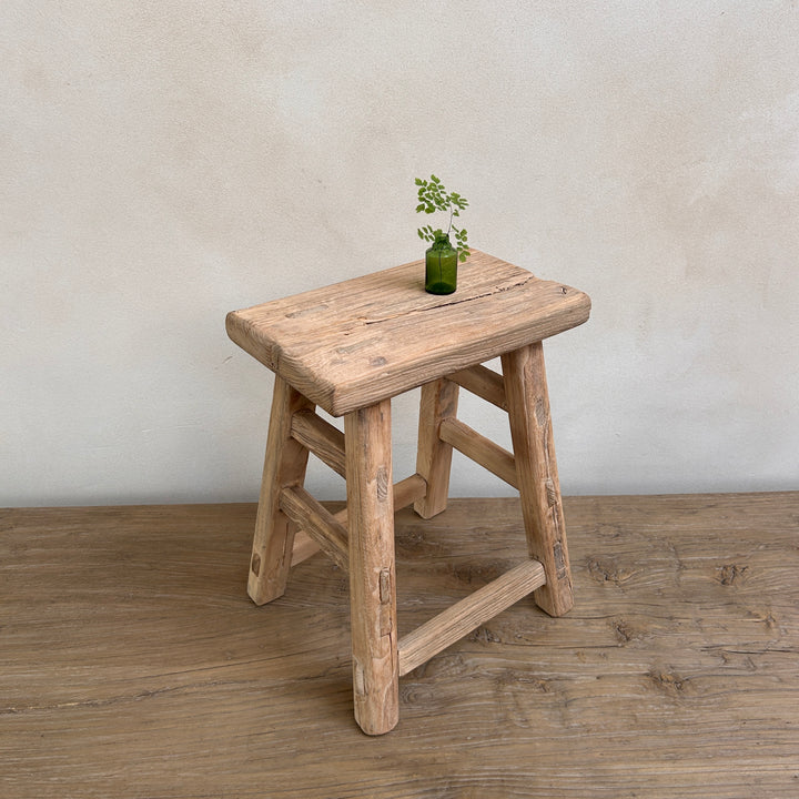 Rustic Wood Antique Stool |Chatsworth