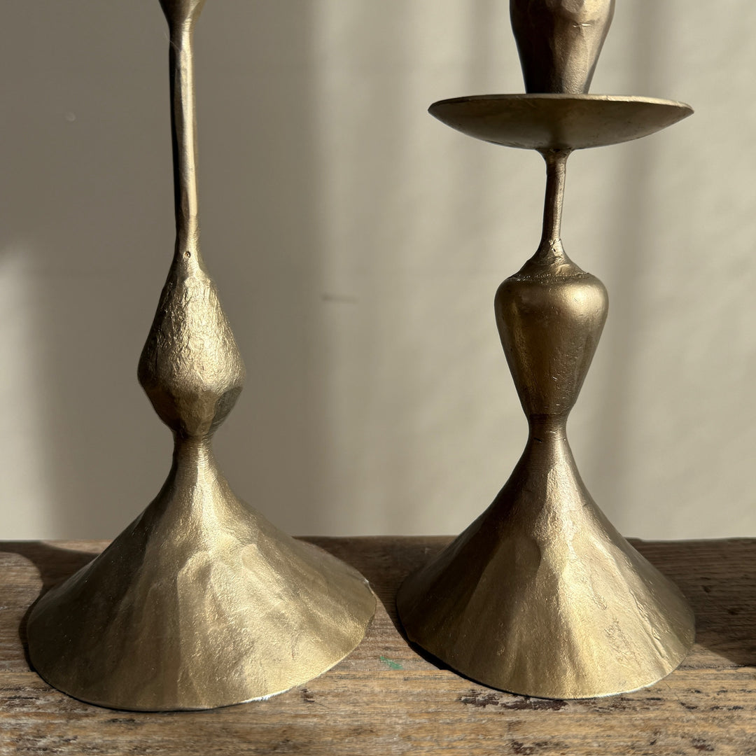 Hammered Brass Metal Candlestick Holder