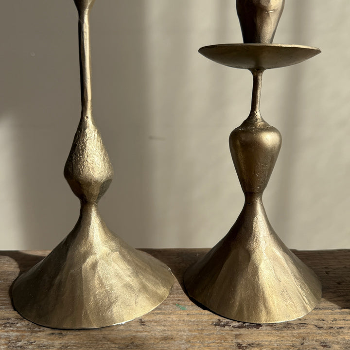 Hammered Brass Metal Candlestick Holder