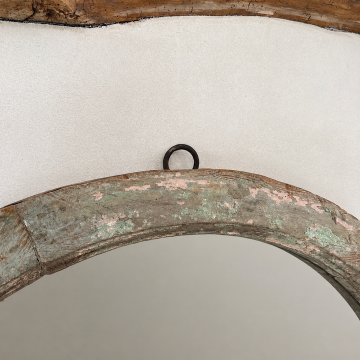 Rustic Round Wooden Mirror | Zellie