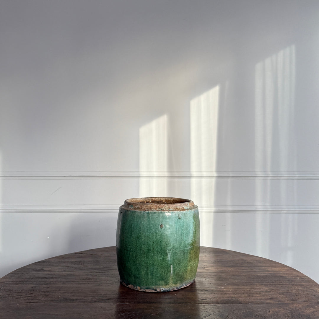 Antique jade coloured rice pot Small